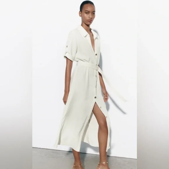 NWOT BELTED SHIRT DRESS SIZE L - Picture 3 of 16